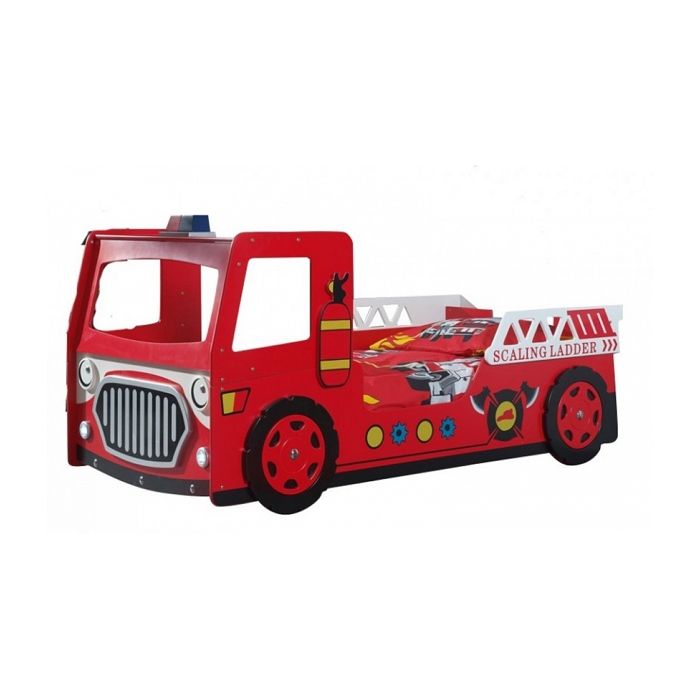 Lit Pompier Firetruck Avec Eclairage Led Realise En Mdf Cdiscount Maison